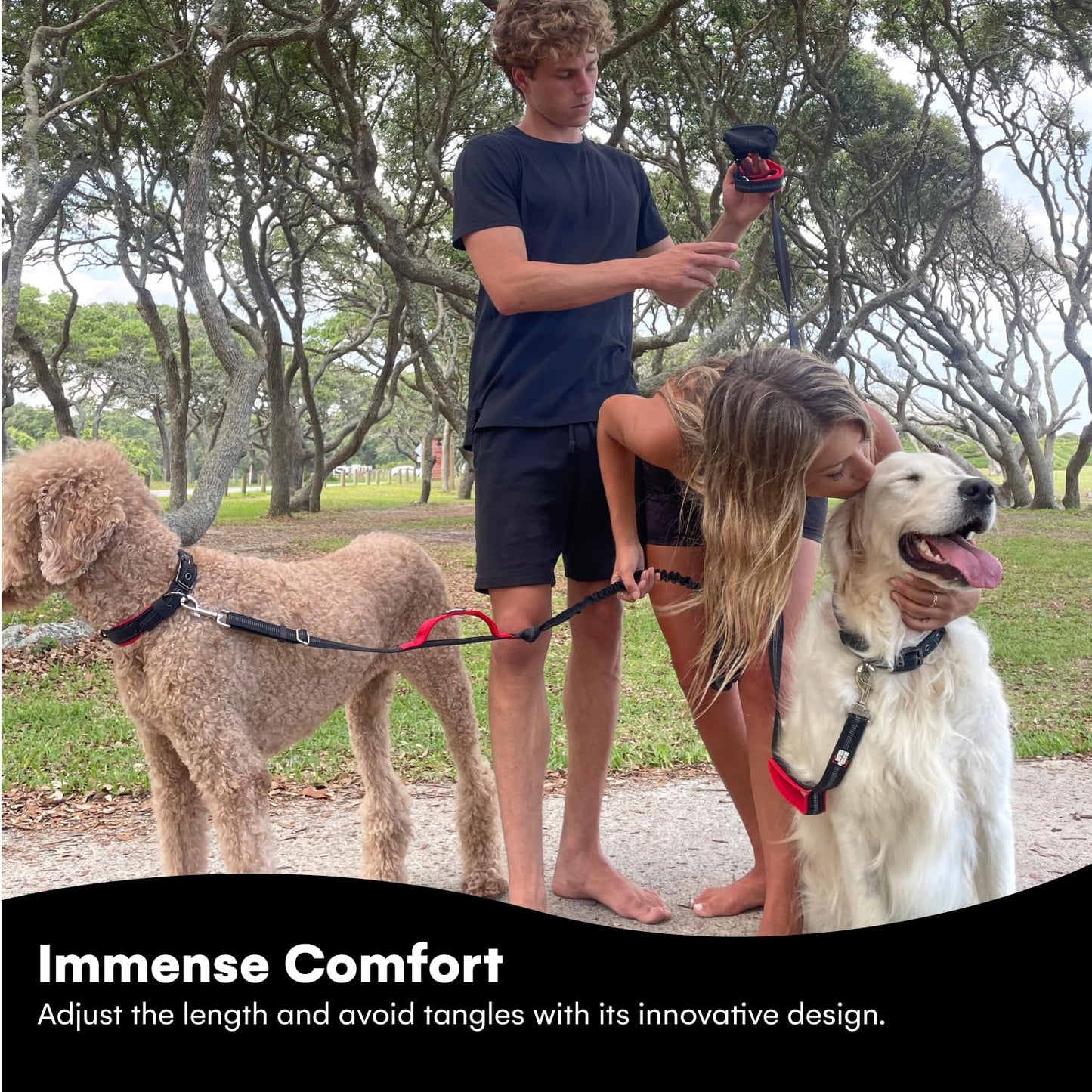 RhinoGrip Aqua: Double Handle Reflective Dog Leash