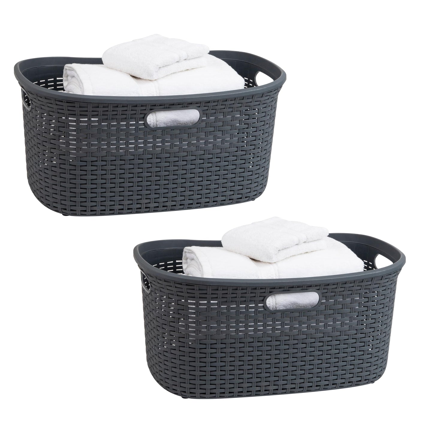 Ivory Wicker Mind Reader 40L Laundry Basket