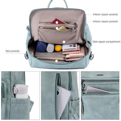 DUO-TONE Luxe Women's Leather Travel Backpack