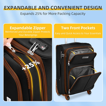 LARVENDER Expandable 5-Piece Spinner Luggage Set