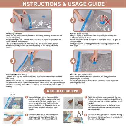 CozyVac Travel Bags with Pump - 6 Pack Space Savers