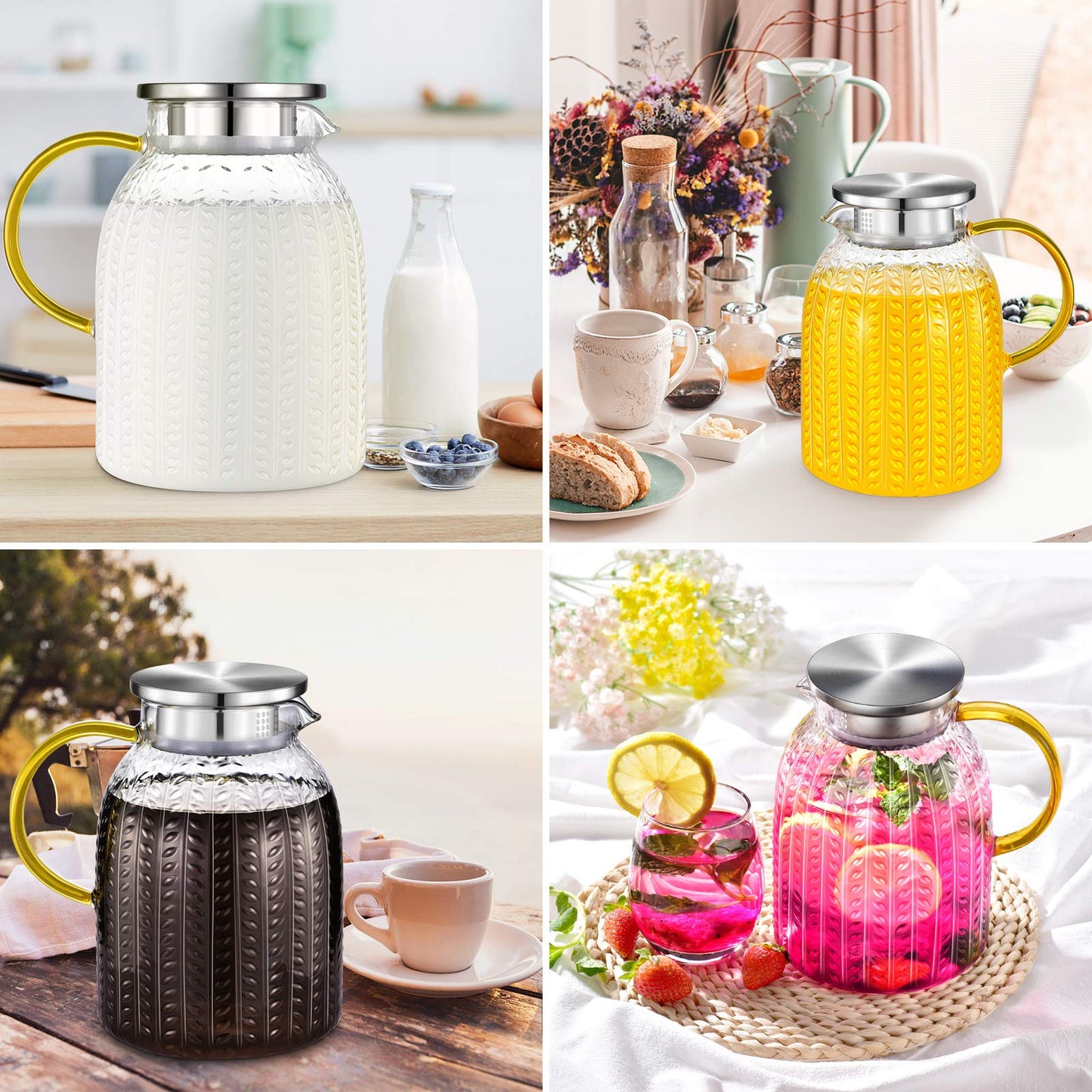 Aofmee Stainless Precision Pitcher - 68oz Borosilicate