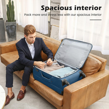 Coolife 4-Piece Softshell Spinner Luggage Set