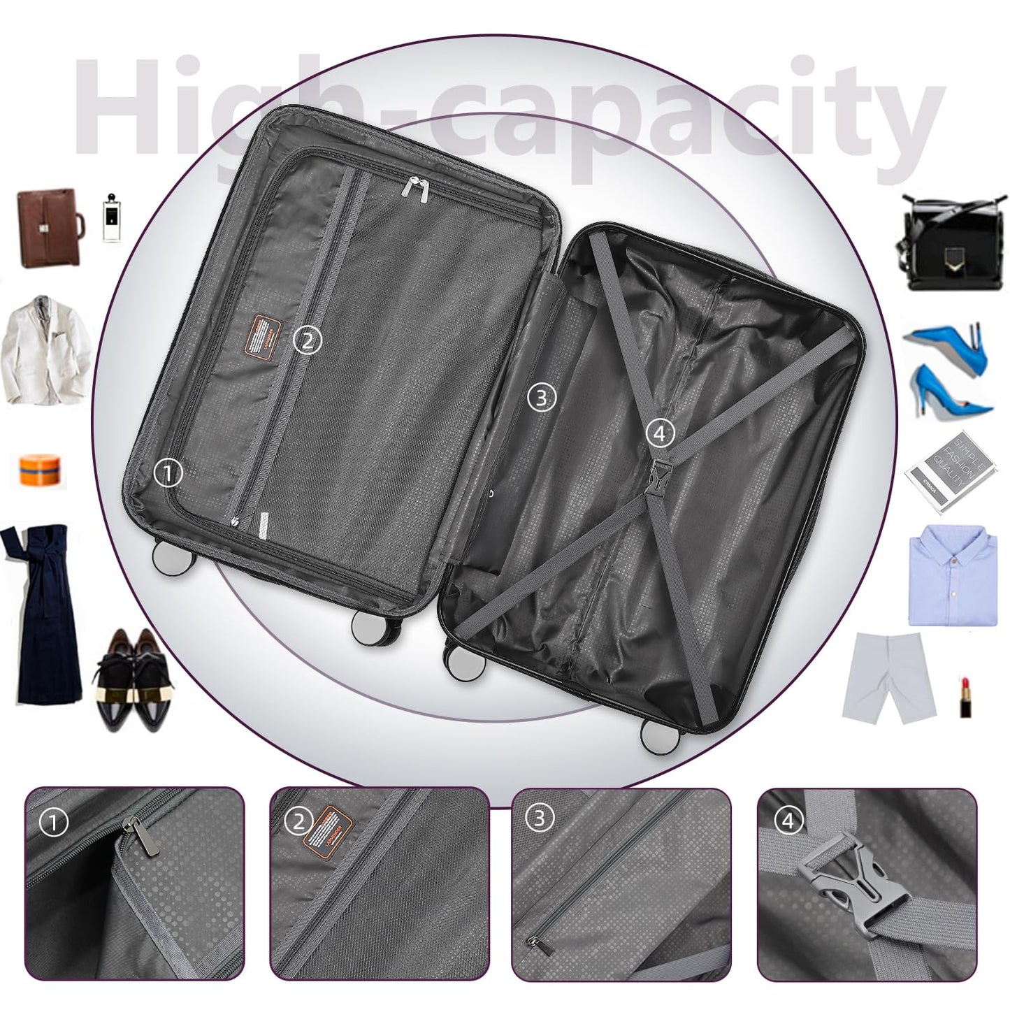 LAVENDER 6pc Hardside Spinner Luggage