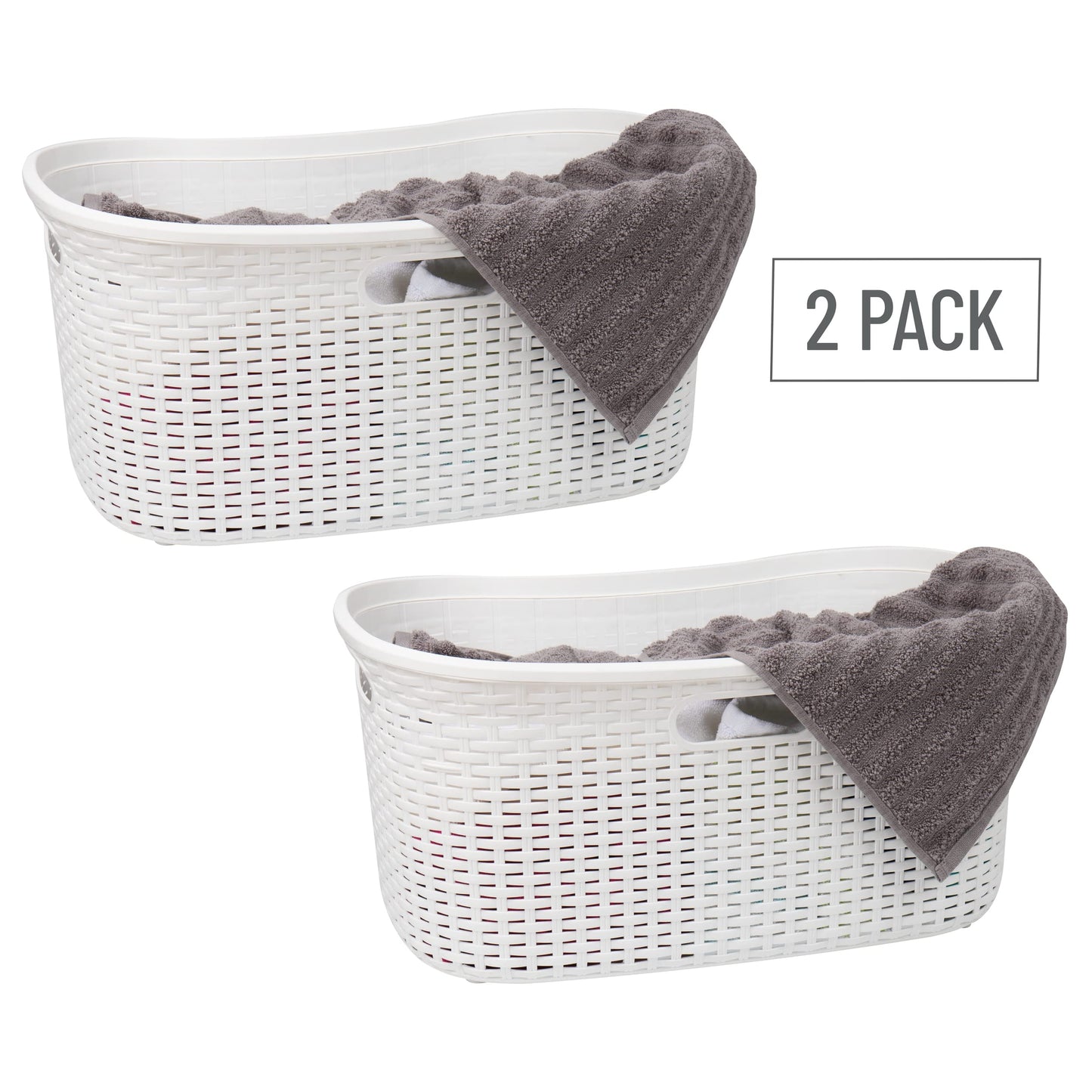 Ivory Wicker Mind Reader 40L Laundry Basket