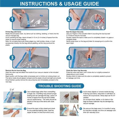 CozyVac Travel Bags with Pump - 6 Pack Space Savers