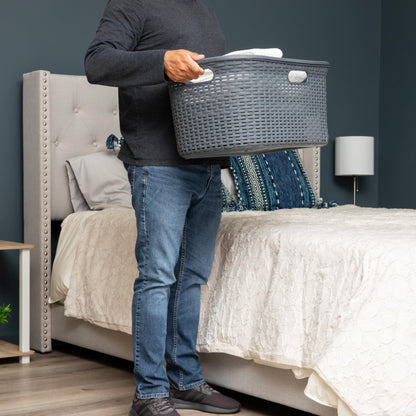 Ivory Wicker Mind Reader 40L Laundry Basket