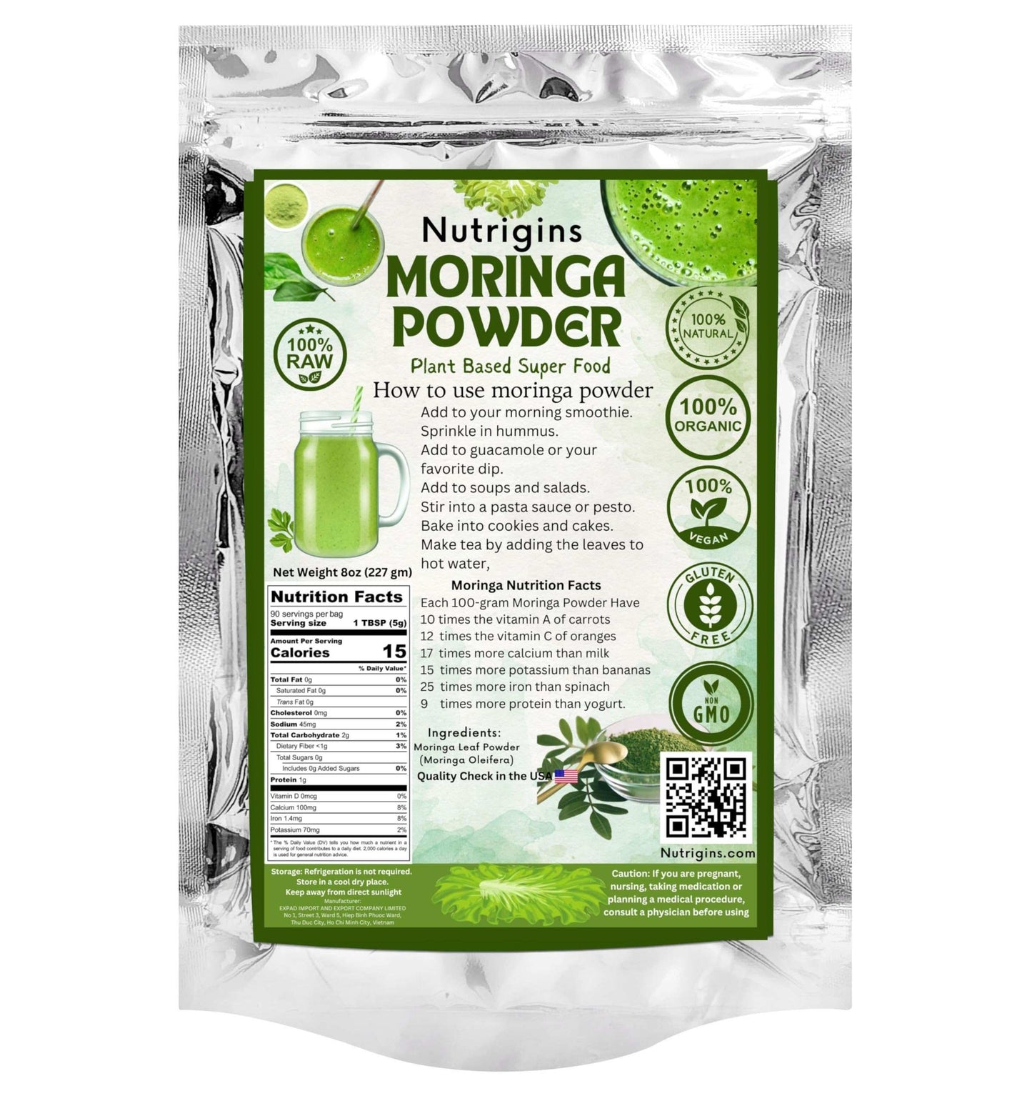 Pure Moringa Magic: Organic Leaf Powder 1 lb