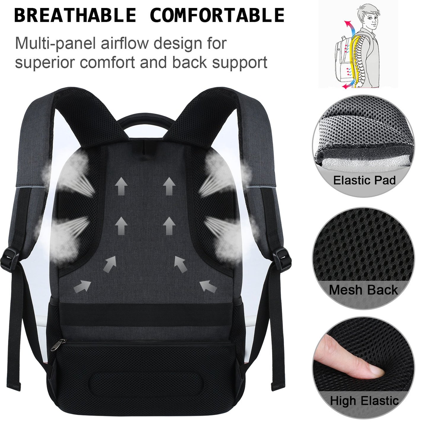 SecureSlim Laptop Backpack with USB & Water Resistance