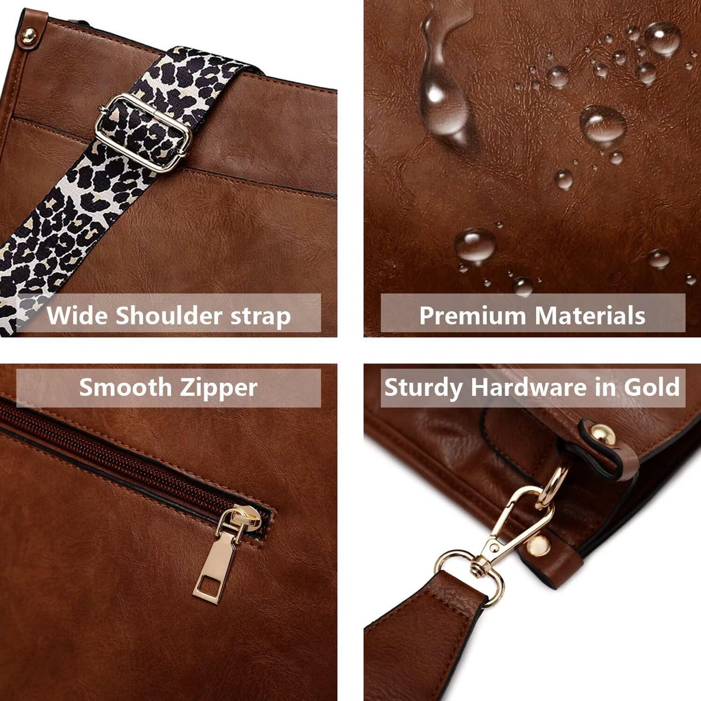 AUYOCO Chic Vegan Leather Crossbody Bag with Strap