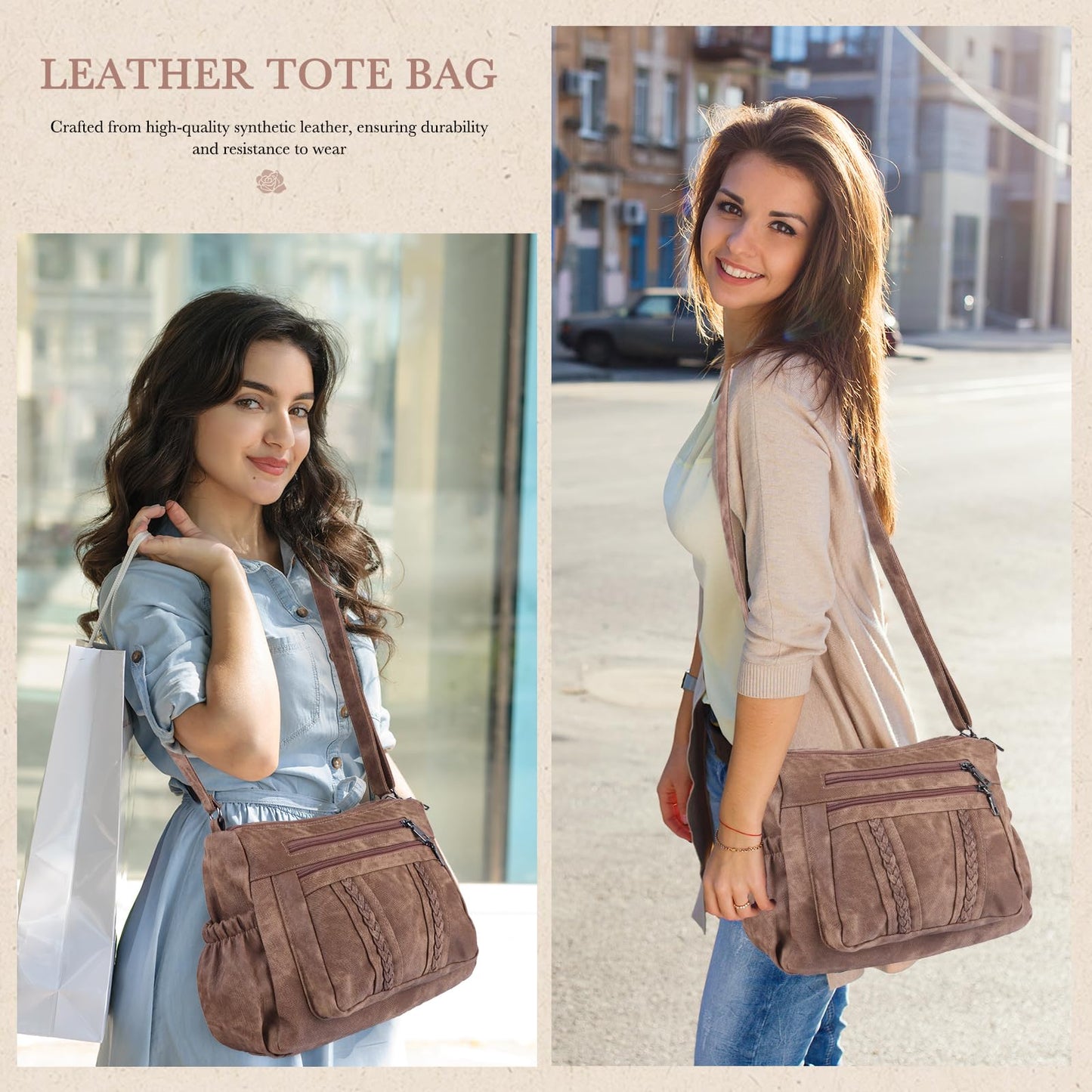 ELDA Chic Crossbody: Soft PU Leather Multi-Pocket Bag