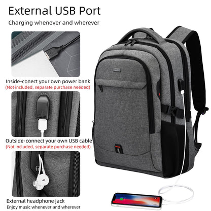 DUSLANG Travel Laptop Backpack with USB Port - Black