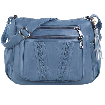 ELDA Chic Crossbody: Soft PU Leather Multi-Pocket Bag