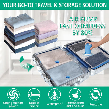 CozyVac Travel Bags with Pump - 6 Pack Space Savers