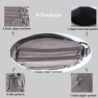 ELDA Chic Crossbody: Soft PU Leather Multi-Pocket Bag
