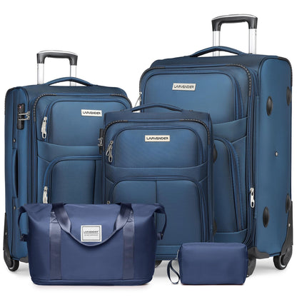 LARVENDER Expandable 5-Piece Spinner Luggage Set