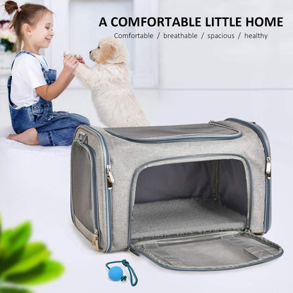 PawsVoyage: Grey TSA-Approved Pet Carrier (15lbs Max)