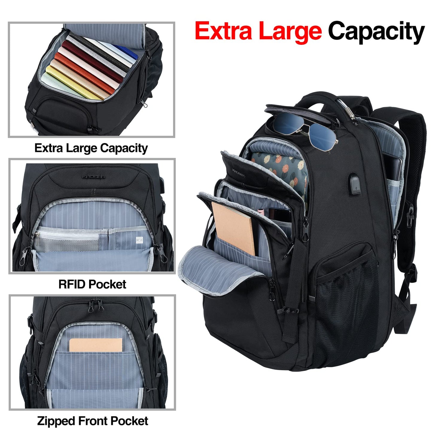 KROSER XL Shield Backpack - RFID & Water-Repellent