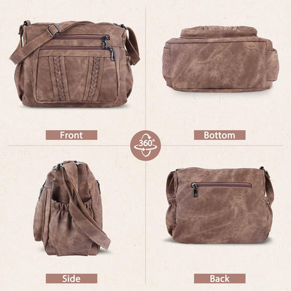 ELDA Chic Crossbody: Soft PU Leather Multi-Pocket Bag