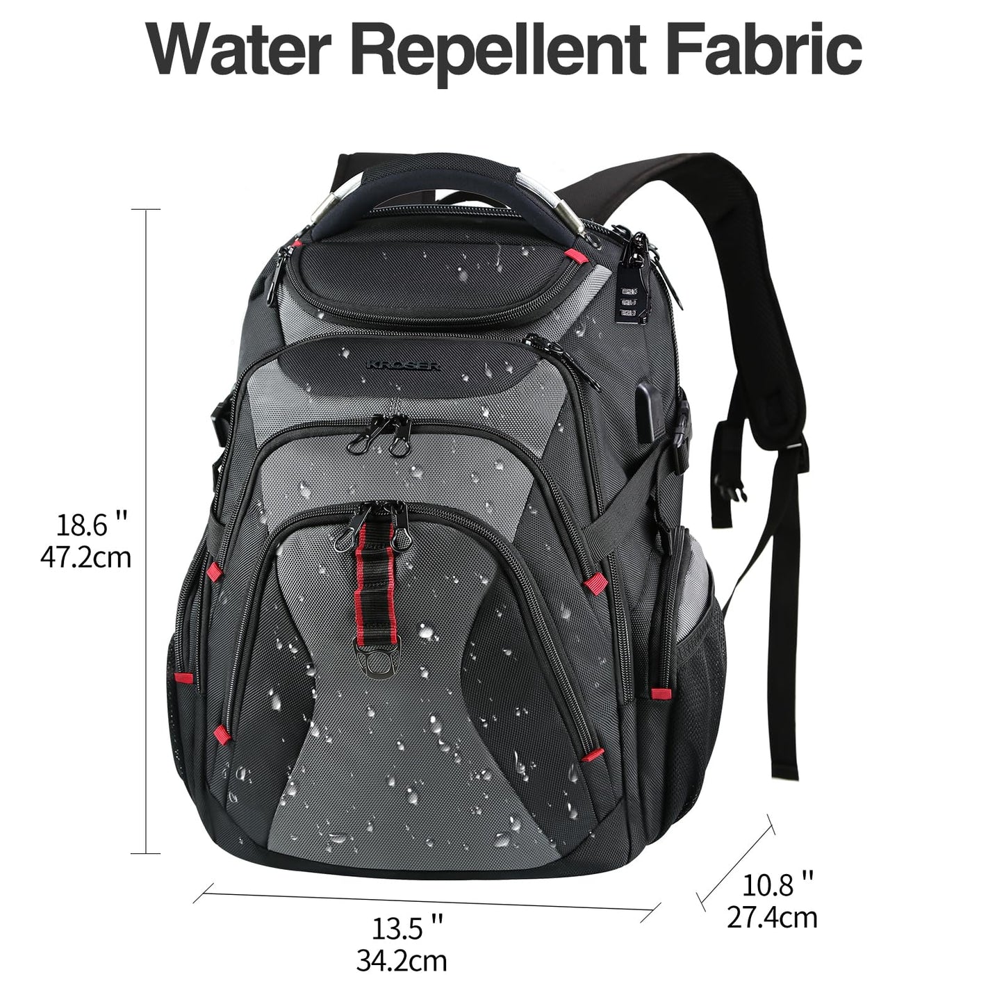 KROSER XL Shield Backpack - RFID & Water-Repellent