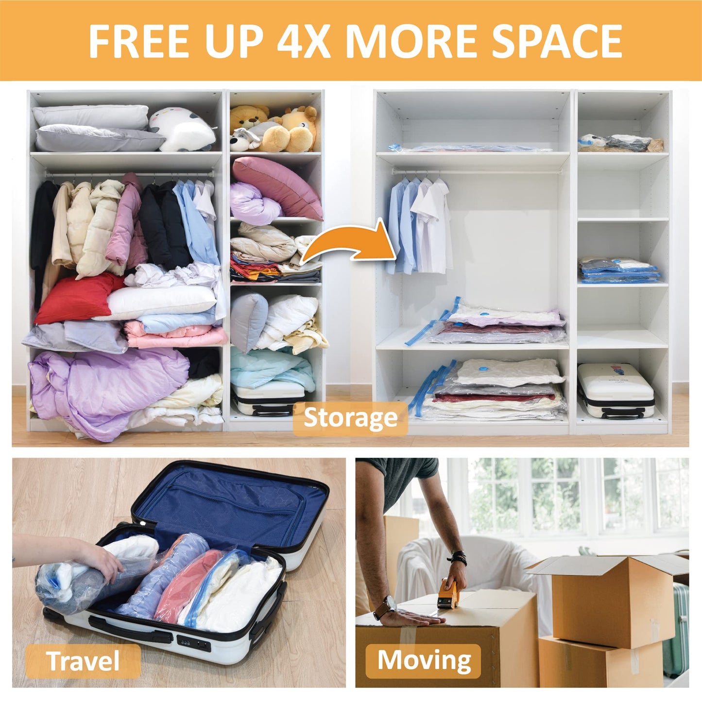 CozyVac Travel Bags with Pump - 6 Pack Space Savers