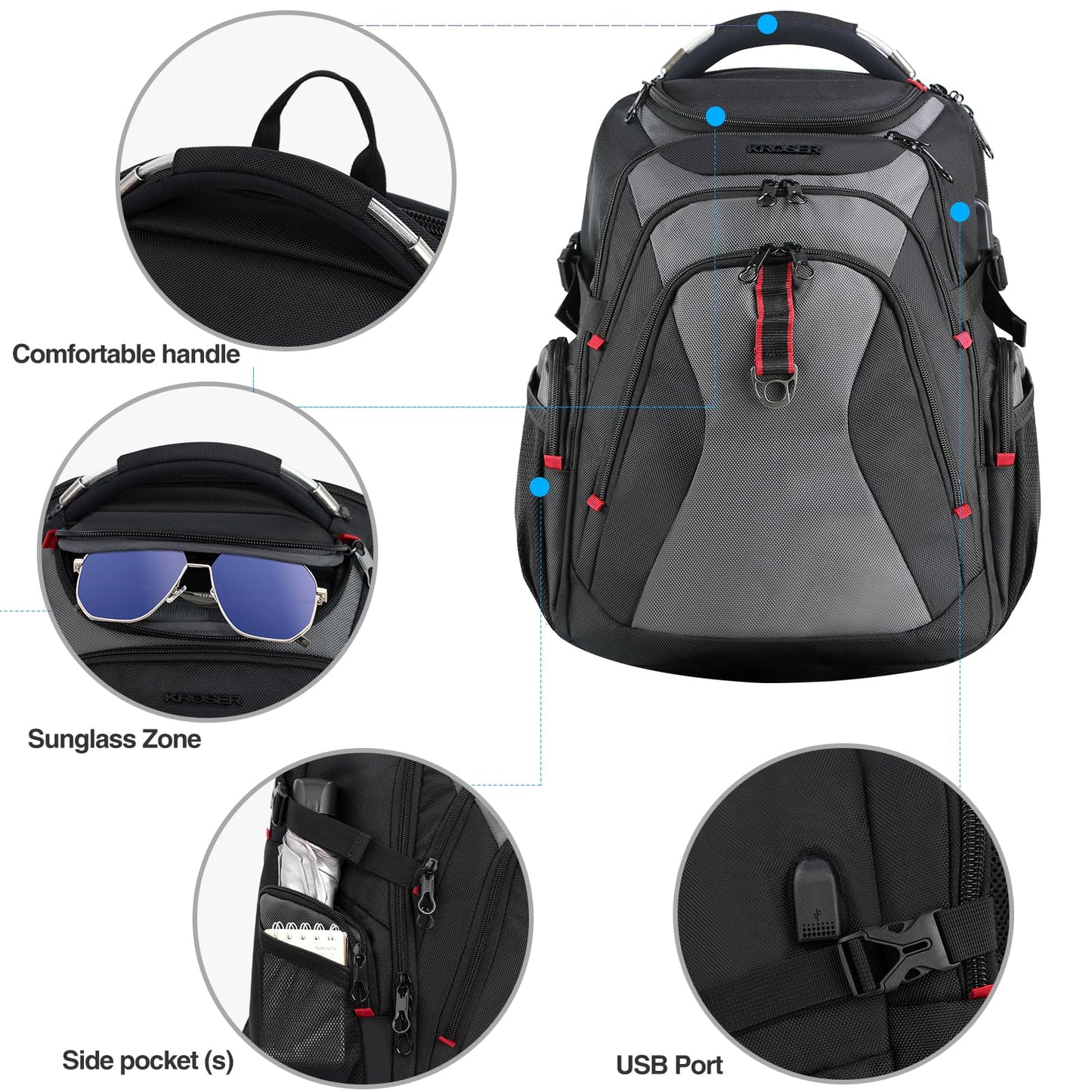 KROSER XL Shield Backpack - RFID & Water-Repellent