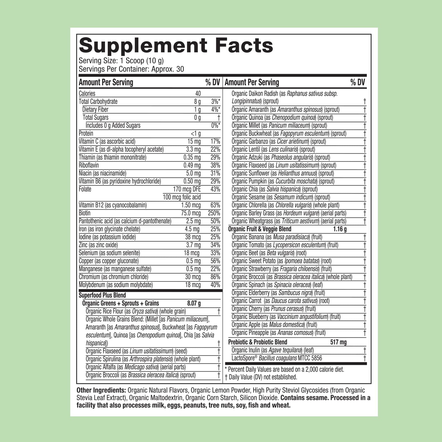 GreenBoost Superfood Smoothie Mix - Unflavored Bliss