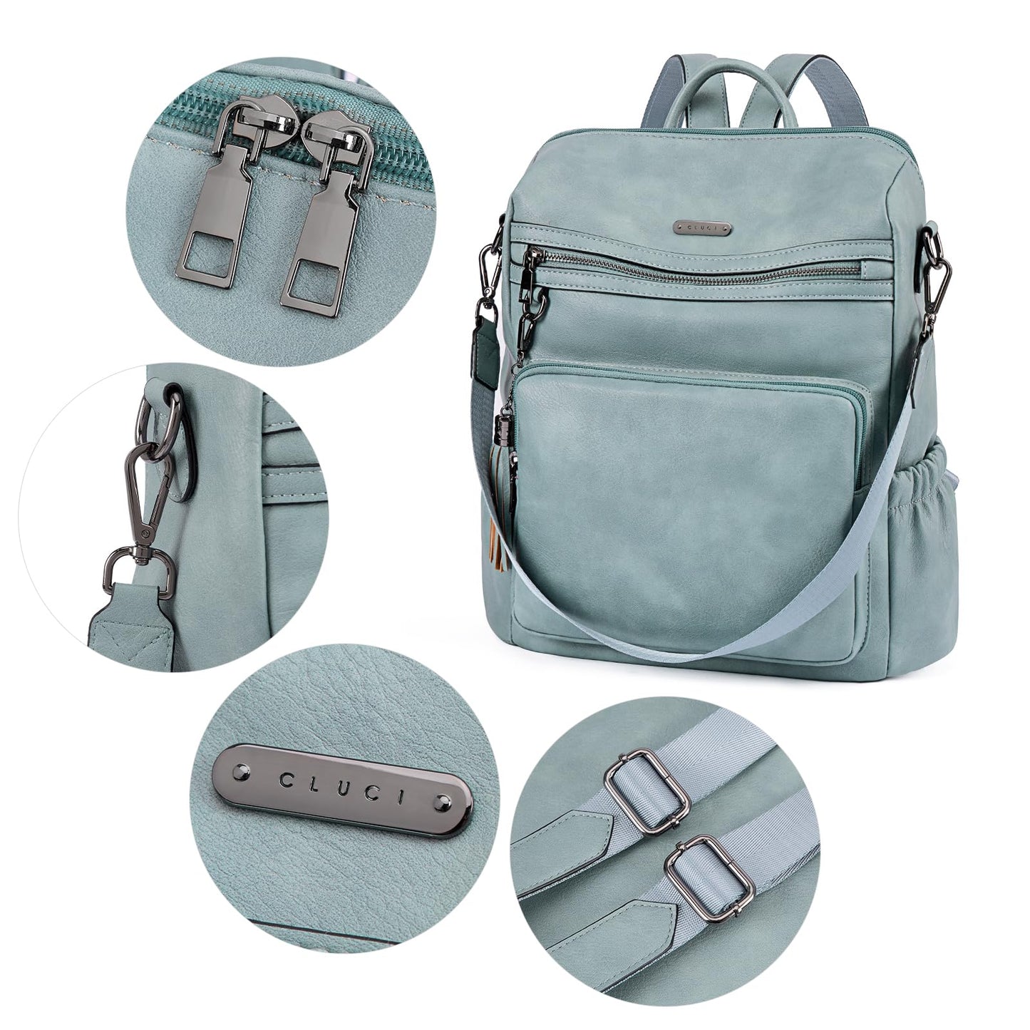 DUO-TONE Luxe Women's Leather Travel Backpack