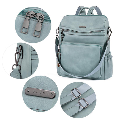 DUO-TONE Luxe Women's Leather Travel Backpack