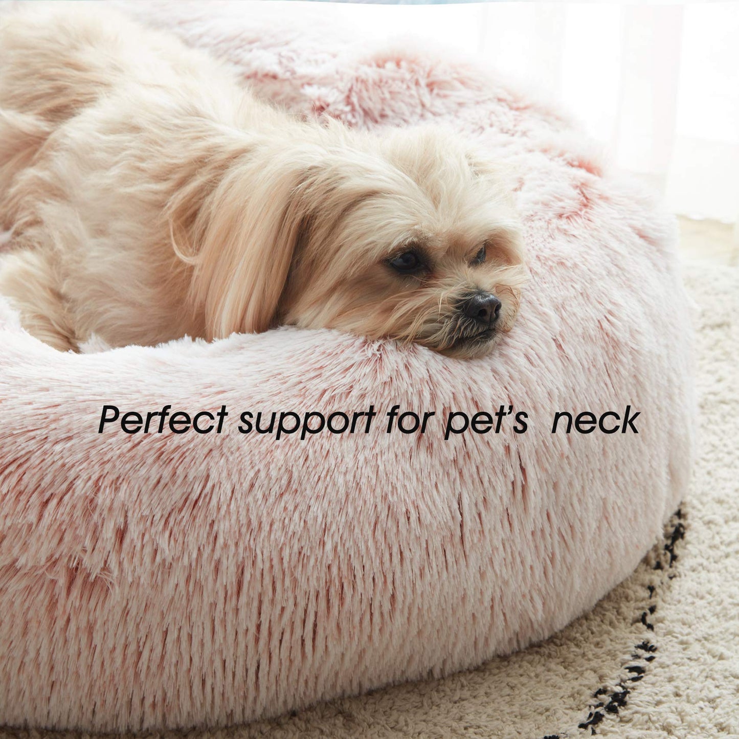 PawCozy Nest: Plush Anti-Anxiety Pet Bed, Light Grey