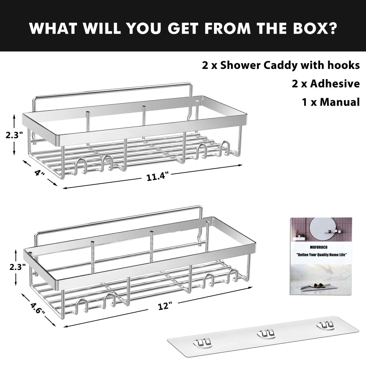 Moforoco Adhesive Shower Caddy Shelf Organizer