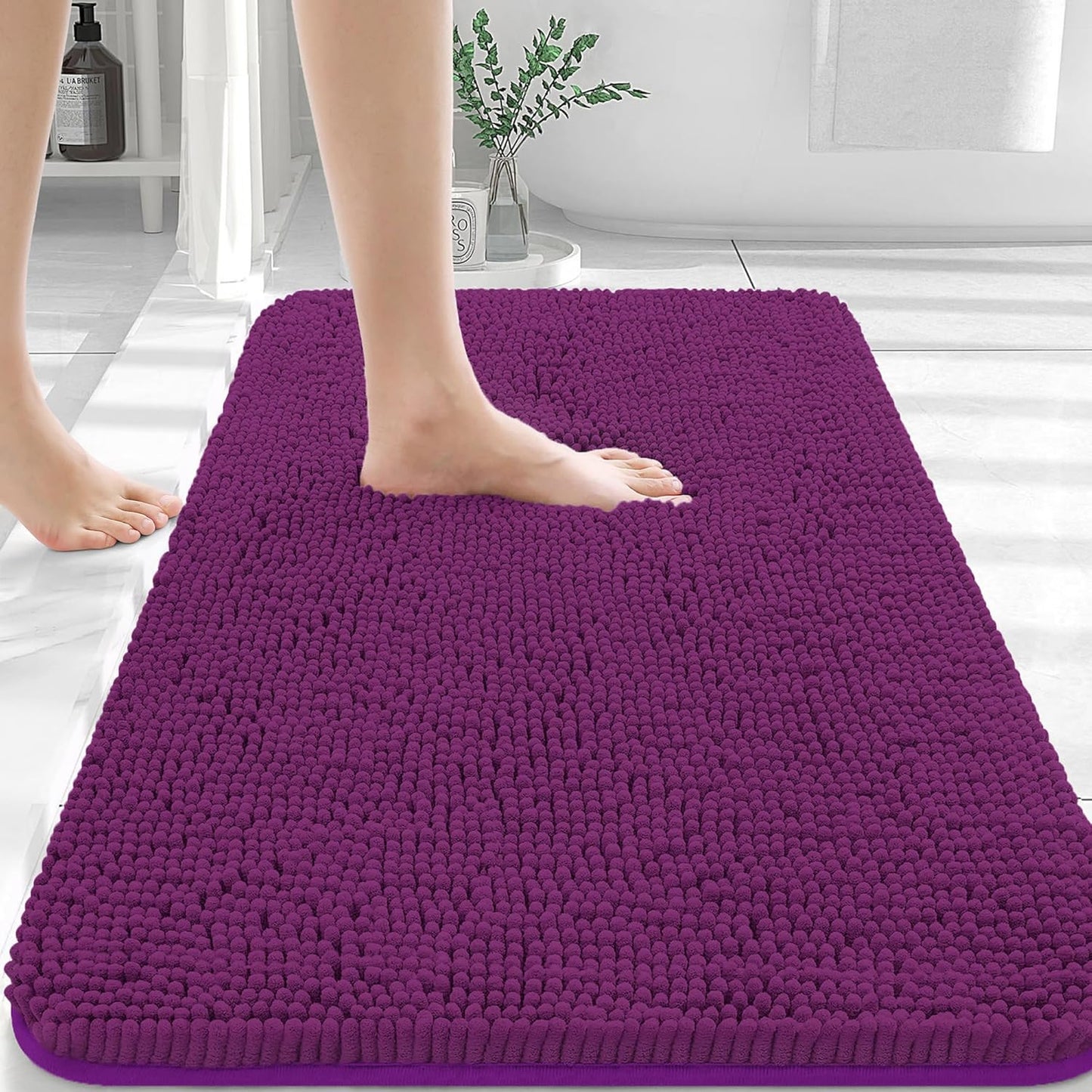 OLANLY Luxe Chenille Bath Mat - Quick Dry & Soft