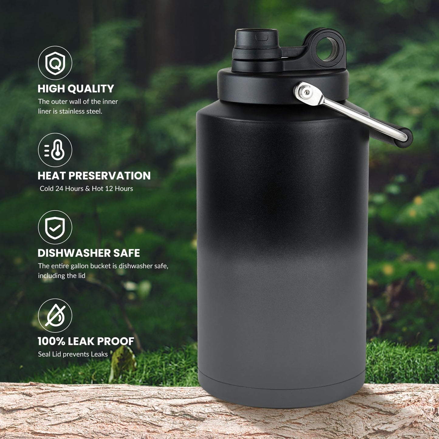 HydraGuard 128oz: Dual-Vacuum Stainless Water Jug