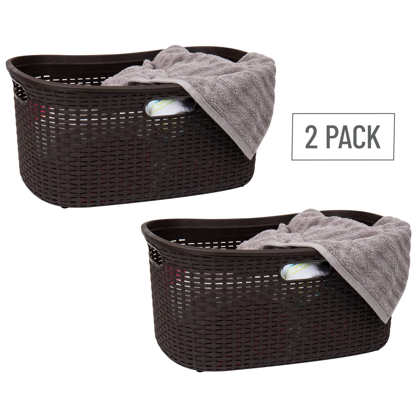 Ivory Wicker Mind Reader 40L Laundry Basket