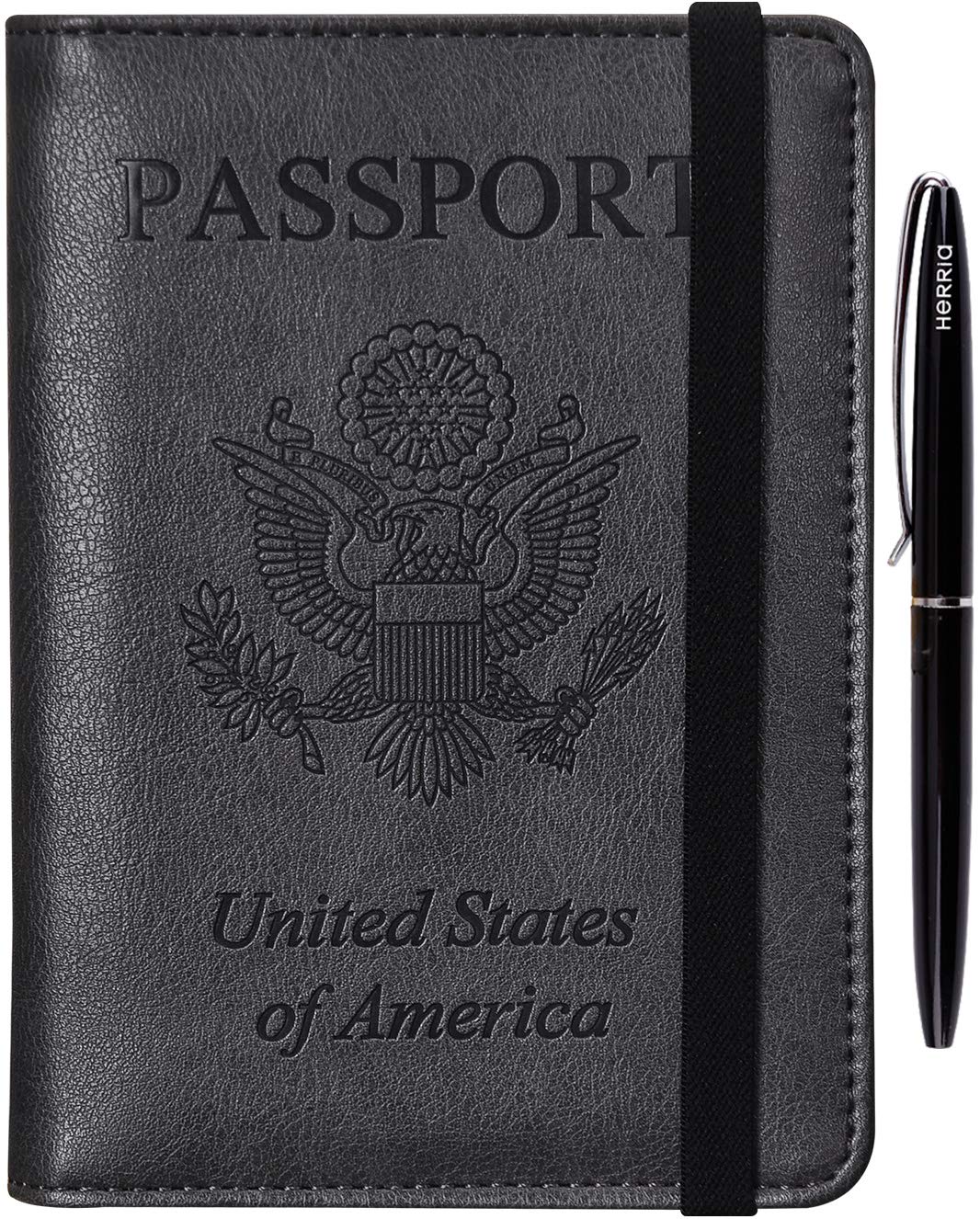 HerriaT RFID Leather Passport Wallet - Gray - Handbags Specialist Headquarter