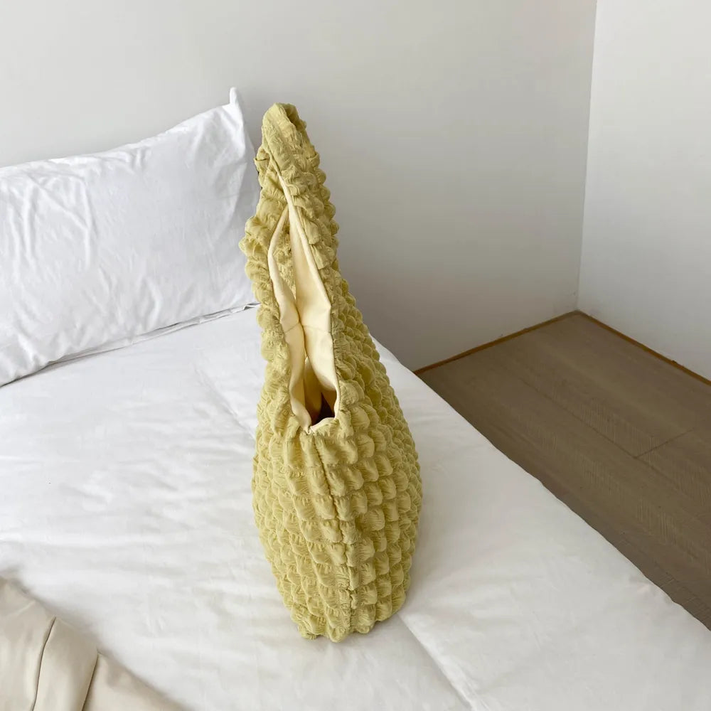 Ruched Polyester Large Handbag - Premium Tote Bag from Trendsi - Just $39.99! Shop now at Handbags Specialist Headquarter