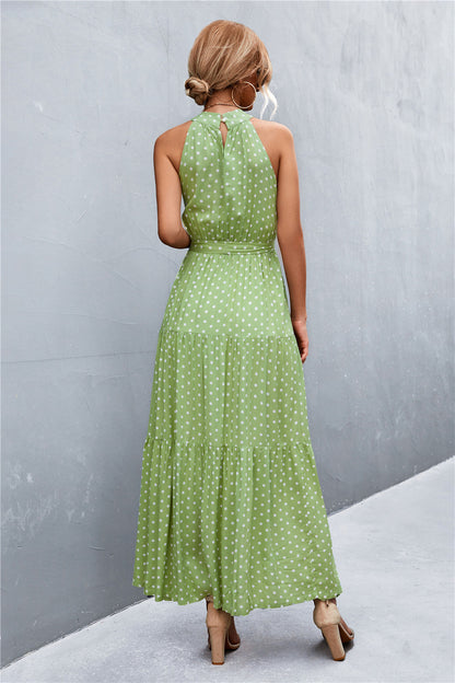Printed Sleeveless Tie Waist Maxi Dress - Premium Maxi Dress from Trendsi - Just $36.99! Shop now at Handbags Specialist Headquarter