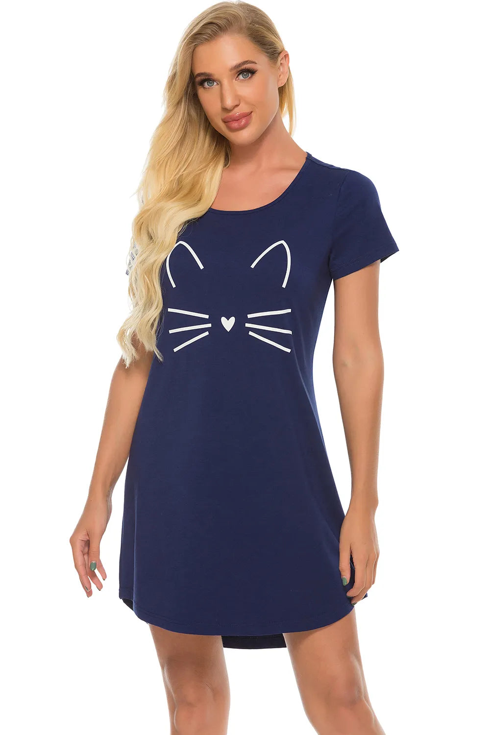Graphic Round Neck Short Sleeve Lounge Dress - Premium Sleepwear from Trendsi - Just $24! Shop now at Handbags Specialist Headquarter