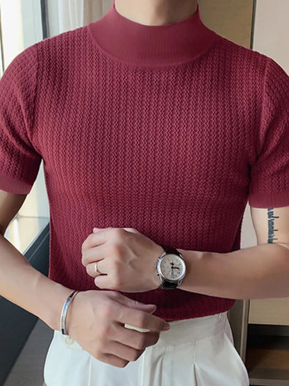 Men's Full Size Mock Neck Short Sleeve T-Shirt Plus Size - Premium Men's Shirts from Trendsi - Just $29.54! Shop now at Handbags Specialist Headquarter