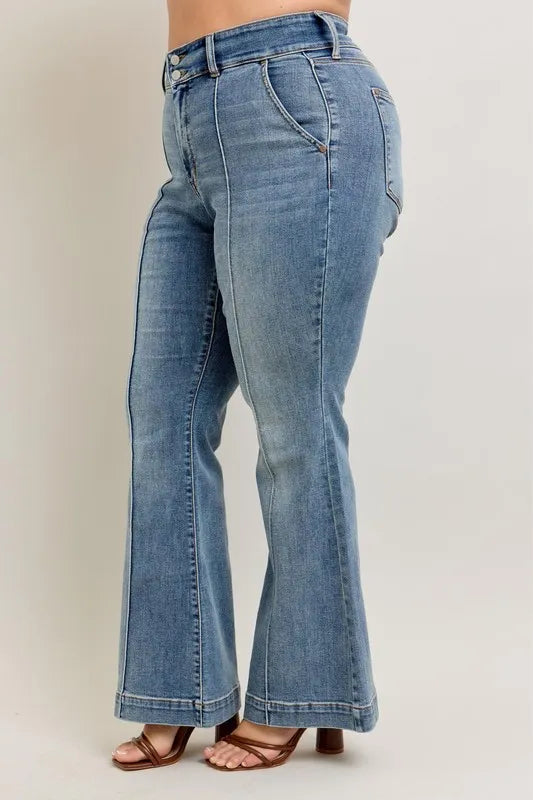 Judy Blue Full Size High-Waist Flare Denim Jeans with Front Seam Detail Plus Size - Premium Women / Jeans & Denim from Trendsi - Just $71.99! Shop now at Handbags Specialist Headquarter