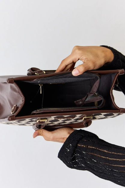 David Jones Argyle Pattern PU Leather Handbag - Premium Handbags from Trendsi - Just $51.99! Shop now at Handbags Specialist Headquarter