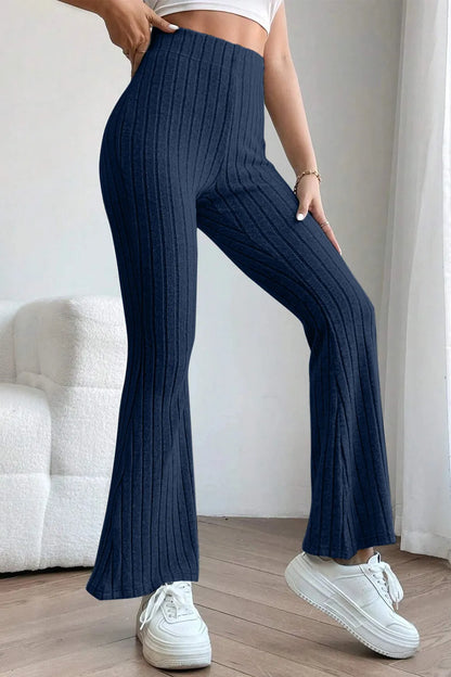 Basic Bae Full Size Ribbed High Waist Flare Pants - Premium Women Pants from Trendsi - Just $10.99! Shop now at Handbags Specialist Headquarter