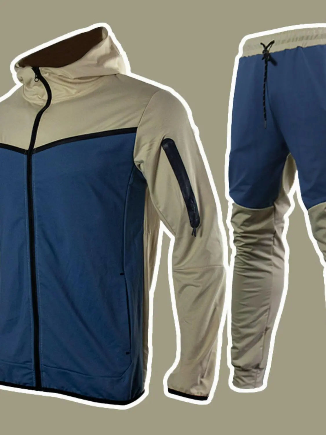 Men's Full Size Zip Up Top and Pants Set Plus Size.