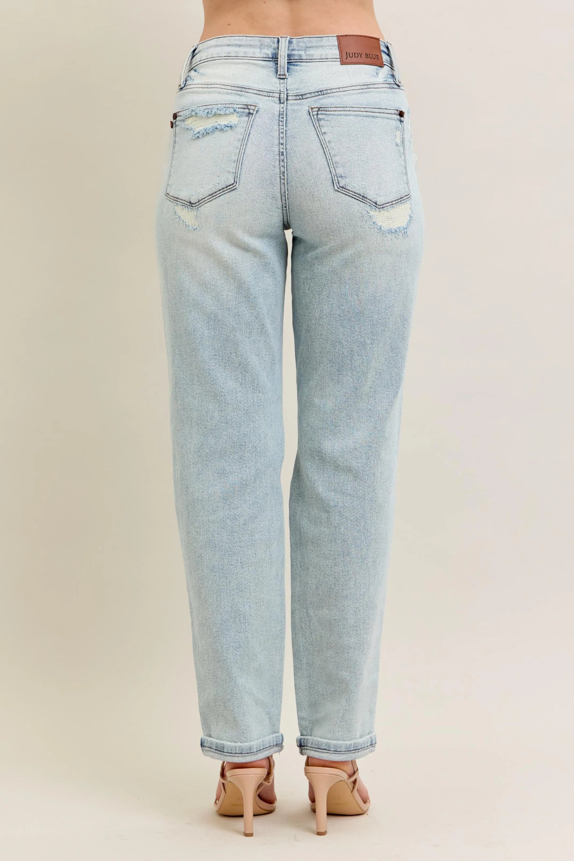 Judy Blue Full Size Mr Repair Stitch Detail Destroy Single Cuff Bf Jeans Plus Size - Premium Women / Jeans & Denim from Trendsi - Just $70.99! Shop now at Handbags Specialist Headquarter