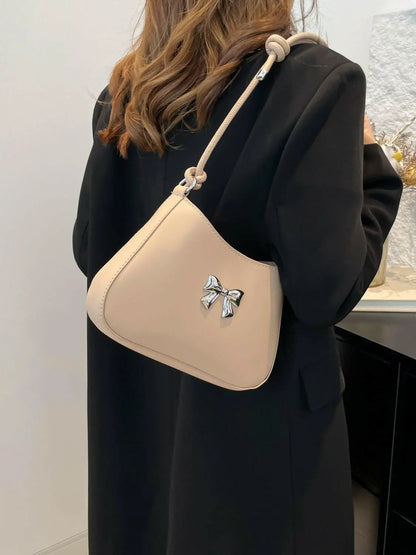 Bow PU Leather Knotted Strap Handbag - Premium Tote Bag from Trendsi - Just $20.62! Shop now at Handbags Specialist Headquarter