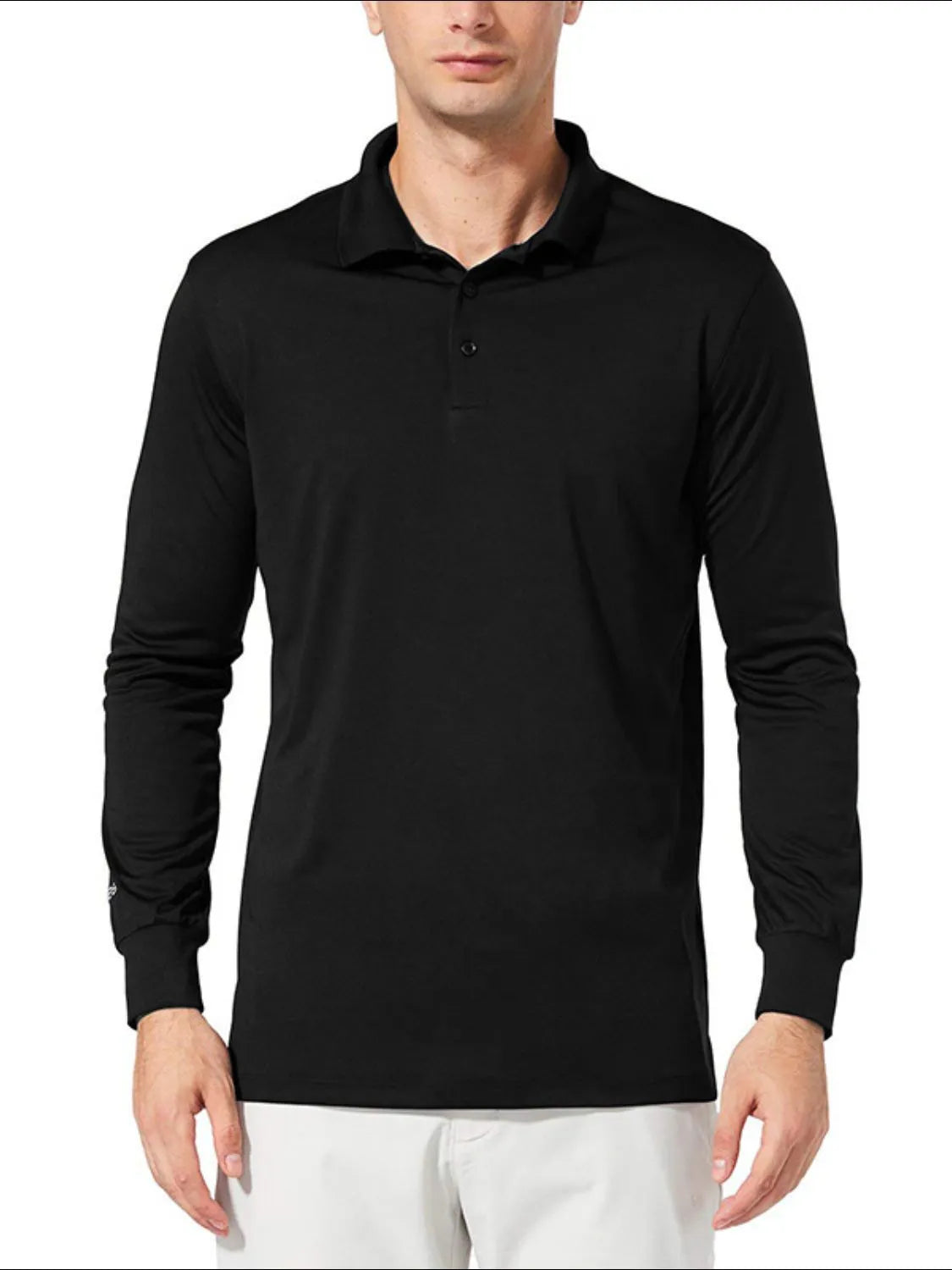 Long Sleeve Collared Neck Polo Shirt - Premium Men's Polo shirt from Trendsi - Just $34.99! Shop now at Handbags Specialist Headquarter