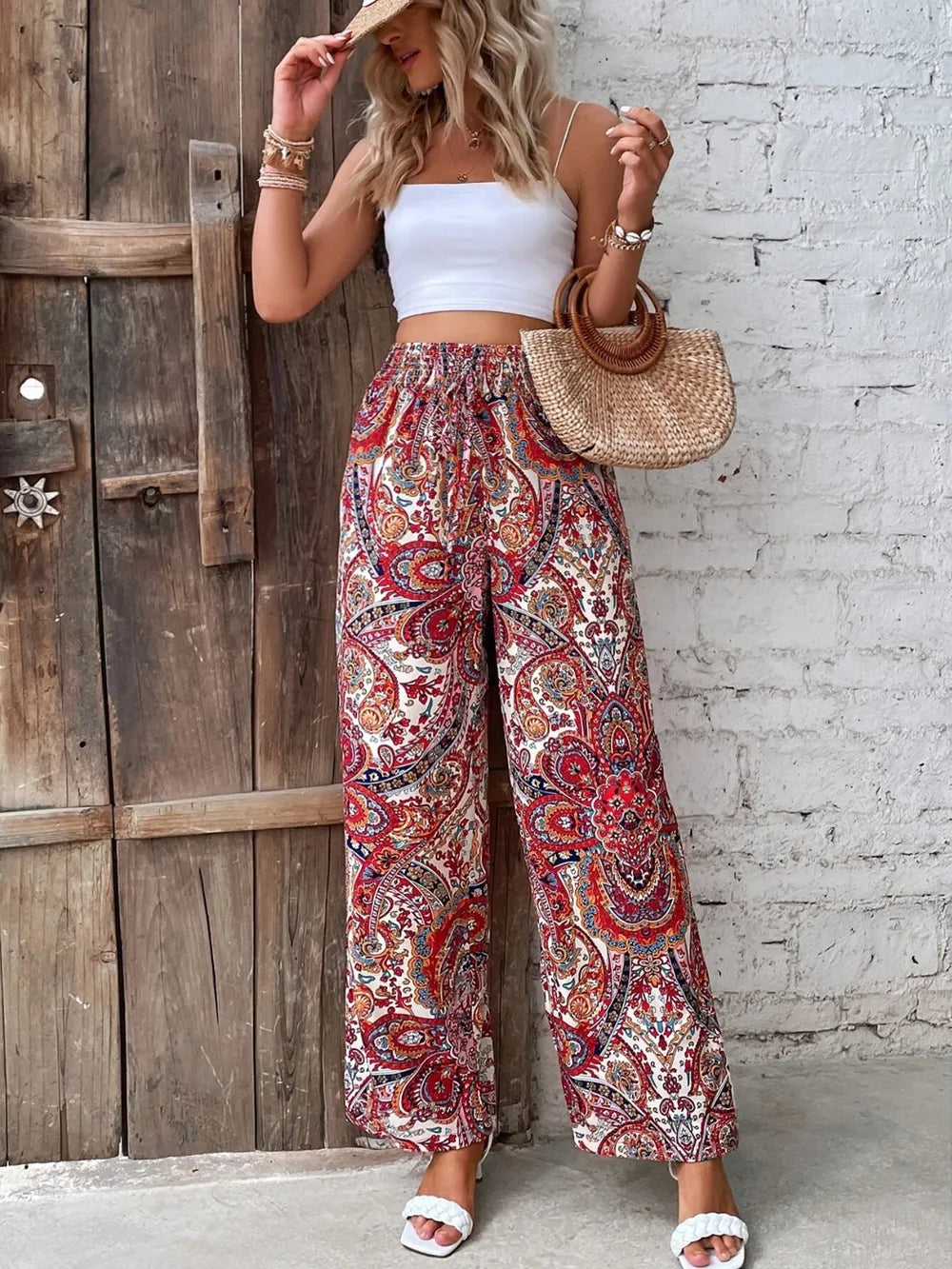 Printed Wide Leg Pants - Premium Women Pants from Trendsi - Just $27.99! Shop now at Handbags Specialist Headquarter