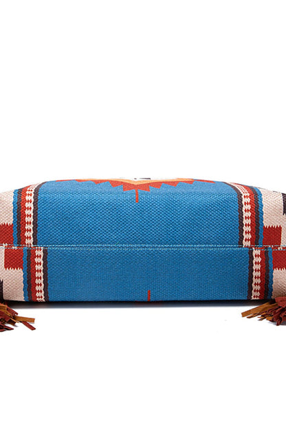 Geometric Canvas Tote Bag - Premium Tote Bag from Trendsi - Just $48.99! Shop now at Handbags Specialist Headquarter