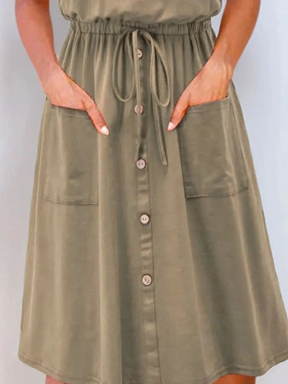 Full Size Round Neck Sleeveless Tank Dress Plus Size.