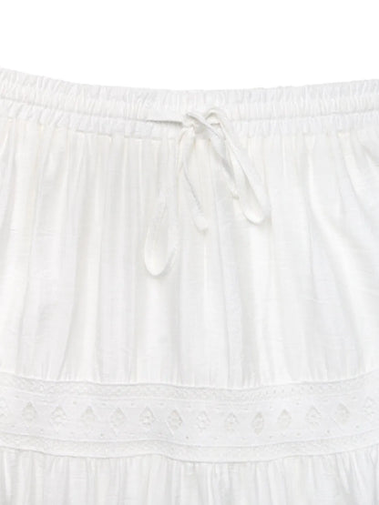 Lace Detail Elastic Waist Skirt - Premium Skirts from Trendsi - Just $48.99! Shop now at Handbags Specialist Headquarter